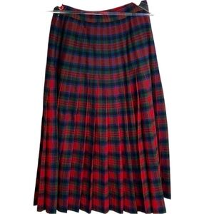 Vintage Wool Pleated Plaid Academia Twee Preppy Skirt